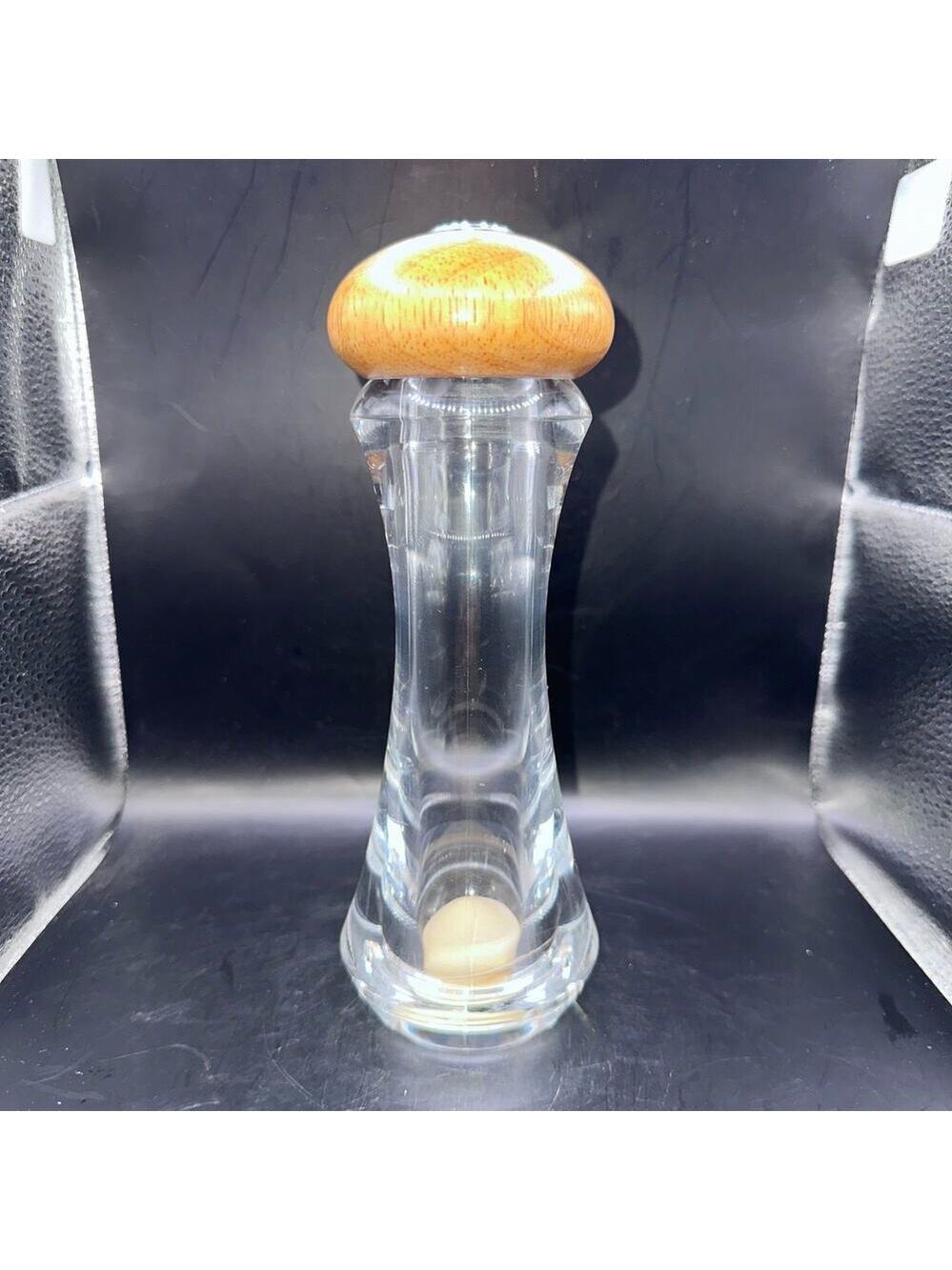 Vintage Olde Thompson Acrylic / Lucite & Wood Salt Shaker USA
